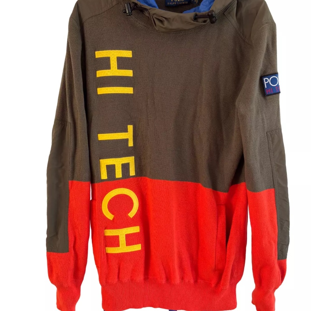 Men’s polo hi tech pull over hooded sweater size small